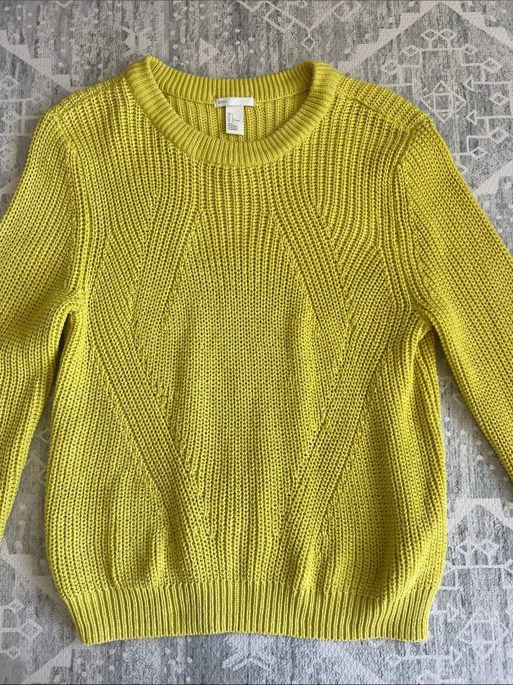 H&M Chartreuse Yellow Crewneck Knit Sweater